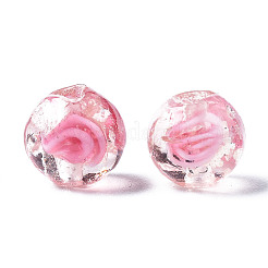 Ручной светящихся внутренний цветок Lampwork бисер LAMP-TD001-8mm-03-01