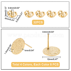32 шт. 4 цвета фурнитура для сережек-гвоздиков из нержавеющей стали 304 STAS-UN0023-65