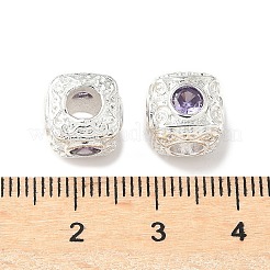 Латунные кубические сиреневые циркониевые европейские бусины&nbsp;KK-A254-13S-01