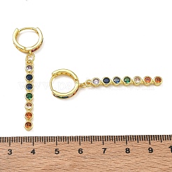 Boucles d'oreilles créoles pendantes en laiton pavé de zirconiums cubiques&nbsp;KK-CBAD9DF-02G-B