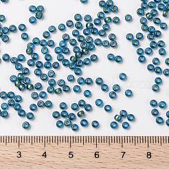 MIYUKIラウンドロカイユビーズ  日本製シードビーズ  （rr3743)ファンシーライニングアクアグリーン  8/0  3mm  穴：1mm  約2111~2277個/50g&nbsp;SEED-X0055-RR3743