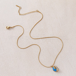 Collares vintage con colgante semiovalado de acero inoxidable 304 esmaltado para mujer&nbsp;OT9258