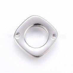 変色しにくい304ステンレススチールリンクコネクター  菱形  ステンレス鋼色  15x15x2mm  穴：1.4mm&nbsp;STAS-I094-55P