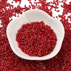 焼付塗装ガラスシードビーズ  シリンダー  ファイヤーブリック  2x1.5mm  穴：1mm  約5599個/50g&nbsp;X-SEED-S042-05B-89