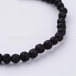 Braccialetti elasticizzati con perline in pietra lavica naturale&nbsp;BJEW-JB02459-08