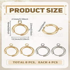 8 шт. 2 цвета 201 нержавеющая сталь фурнитура для сережек-колец&nbsp;STAS-LP0005-25B