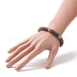 Расписной браслет из натурального дерева и кокосового бисера для мужчин и женщин&nbsp;BJEW-JB09318