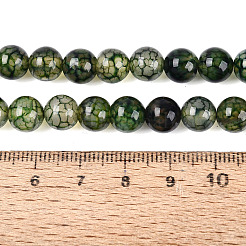 天然石ドラゴンアゲート瑪瑙ビーズ連売り  染め  ラウンド  濃い緑  8mm  穴：1mm  約48個/連  14.96インチ&nbsp;G-Q948-81J-8MM