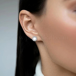 Элегантные плоские круглые серьги из стерлингового серебра 925 пробы с кубическими цирконами XC4158