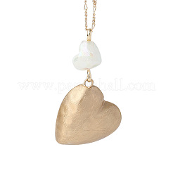 Длинные ожерелья из сплава сердца с жемчугом из смолы для женщин FS-WG28244-01