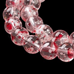 ベーキングペイント透明ガラスビーズ連売り  ラウンド  レッド  8mm  穴：1.2mm  約102個/連  30.24''（76.8センチメートル）&nbsp;DGLA-R053-02D