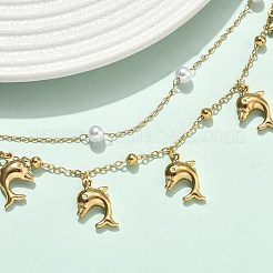 Doppellagige Satellitenkettenarmbänder aus Edelstahl 304&nbsp;BJEW-D456-02G