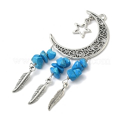 10 шт. 5-х цветный сплав в тибетском стиле с большими подвесками из смешанной каменной крошки&nbsp;PALLOY-CJ00159