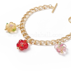 Braccialetto con ciondolo a forma di fiore a lume con catene barbazzale in alluminio da donna&nbsp;BJEW-TA00176-01