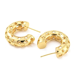 Boucles d'oreilles étoile creuse en laiton plaqué en rack&nbsp;EJEW-K245-38G
