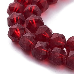 電気メッキ透明ガラスビーズ連売り  艶消し  多面カット  ランタン  暗赤色  7x7.8x7.5mm  穴：1.5mm  約72個/連  20.79''（52.8センチメートル）&nbsp;EGLA-I018-FA11