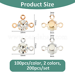 200 шт. 2-цветные латунные паве из прозрачного стекла FIND-FH0011-96