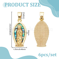 6 ciondolo religioso in ottone con conchiglia di paua naturale&nbsp;KK-GA0002-60