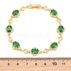 Bracelets en laiton pavé de zirconiums cubiques en forme de cœur et de fleur pour femmes&nbsp;KK-CBA68DA-13G-04