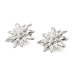 Ohrstecker mit Muschelperlen und Blumen aus 304 Edelstahl für Damen&nbsp;EJEW-U020-24P