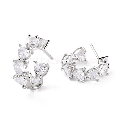 Открытая серьга-кольцо из прозрачного кубического циркония&nbsp;EJEW-C002-02P-RS