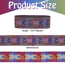 Лента из полиэстера с цветочной вышивкой в этническом стиле OCOR-WH0091-43