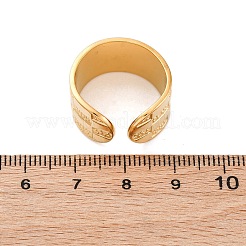 女性用304ステンレススチールカフリング  ワイドバンドリング  18KGP本金メッキ  調節可能な11.5ミリメートル&nbsp;RJEW-F175-02G-04
