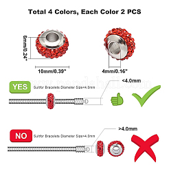 Rondelle 304 нержавеющая сталь полимерная глина стразы европейские бусины GPDL-UN0001-01