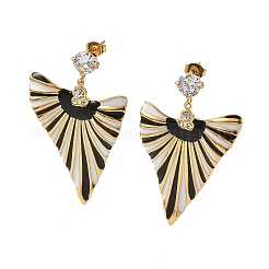 Серьги-гвоздики с треугольными подвесками из нержавеющей стали 304&nbsp;LS-EJEW-F392-01G