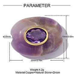 Messingperlen mit Mikropavé-Fassung aus Zirkonia und Amethysten&nbsp;GG-OY001-06G-02