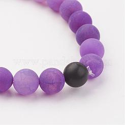 Матовые браслеты из натурального состаренного агата (окрашенные) стрейч&nbsp;BJEW-JB03135