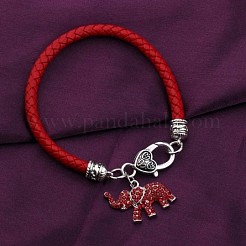 Браслеты со шнуром и подвесками в виде слона из сплава&nbsp;FS-WG8FE67-01