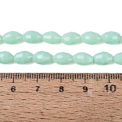 オペークソリッドカラーガラスビーズ連売り  ライス  多面カット  アクアマリン  8~9x5~6mm  穴：0.9~1mm  約67~68個/連  22.83~23.62インチ（58~60cm）&nbsp;GLAA-N071-01A-C05