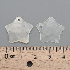 カピスシェルペンダント  スター  ホワイトスモーク  19x20x1mm  穴：1.5mm&nbsp;SHEL-S274-47