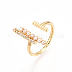 Латунные кольца-манжеты с микропаве и прозрачным цирконием для женщин KK-T074-22G