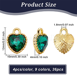 36шт 9 цвета стеклянные подвески GLAA-OC0001-30