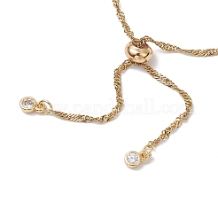 2 шт. 2 цвета 304 нержавеющая сталь сингапурская цепь слайдер браслет изготовление AJEW-JB01328