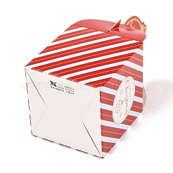 クリスマステーマ紙折りギフトボックス  プレゼント用キャンディークッキーラッピング  レッド  クリスマスベル模様  8.5x8.5x18cm&nbsp;CON-G012-01A