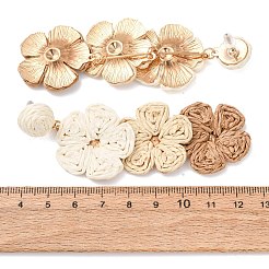 Pendientes colgantes de rafia de latón con flores&nbsp;FS-WGB7A43-01