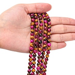 Нити бусин из натурального розового тигрового глаза (окрашенного и нагретого) и желтого тигрового глаза (окрашенного и нагретого)&nbsp;G-G101-6mm-1