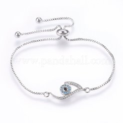 Регулируемые латунные браслеты из микропаве из циркония и боло BJEW-H583-09