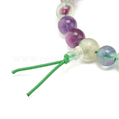 Bracciale elasticizzato con perle tonde di fluorite naturale&nbsp;BJEW-JB07235-02