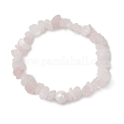 Stretch-Armbänder aus natürlichen Rosenquarzsplittern für Damen&nbsp;BJEW-JB11343-11