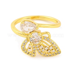 Открытое кольцо-манжета из стекла и циркония в форме бабочки&nbsp;RJEW-U003-01G