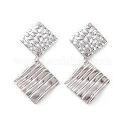 Серьги-гвоздики из нержавеющей стали 304 с двойным ромбом для женщин&nbsp;EJEW-G328-13