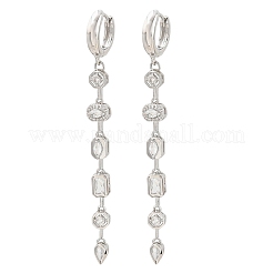 Boucles d'oreilles créoles pendantes en laiton serties de micro-pavés de zirconiums cubiques&nbsp;KK-CBA8324-09G