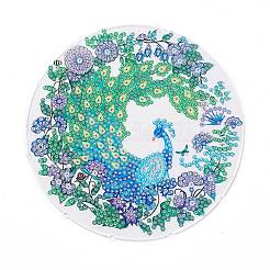 羽のペンダントキットが付いている編まれた網/ウェブをぶら下げているdiyのダイヤモンドの絵画  アクリル板入り  ペン  トレイ  鐘とランダムな色の羽  家の装飾のための風鈴工芸品  ピーコック模様  400x146mm&nbsp;DIY-I084-17