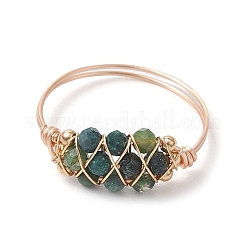 Бусины из натурального зеленого авантюрина с круглыми латунными бусинами и кольцами из экологически чистой медной проволоки&nbsp;RJEW-TA00184-04