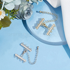 4 Set 2 Farben Messing Micro Pave Zirkonia Kettenverlängerung&nbsp;ZIRC-BBC0003-66