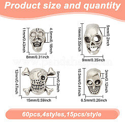 60 stücke 4 arten halloween thema tibetischen stil legierung perlen&nbsp;FIND-HY0003-84